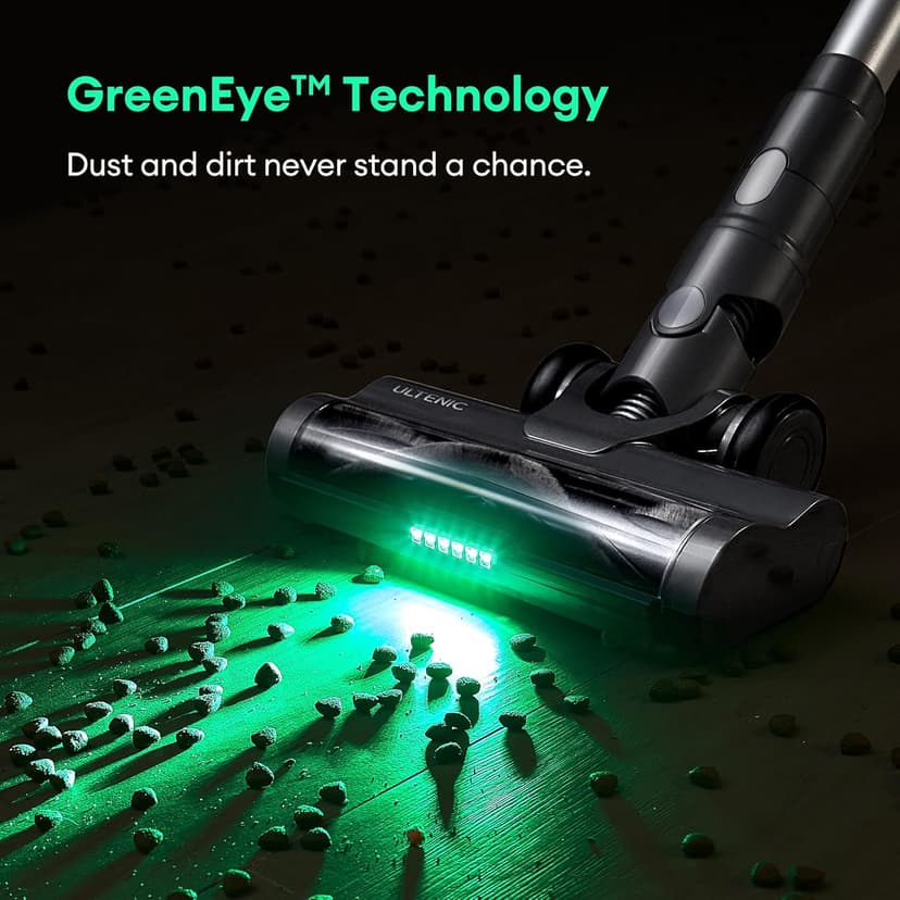 Ultenic Cordless Vacuum Cleaner, 500W 45Kpa Stick Vacuum with Car Dashboard Screen, Tangle-Free Brush for Pet Hair, Max 45mins Runtime, LED Display Tools for Hard Floor, Carpet, Car Cleaning, U12