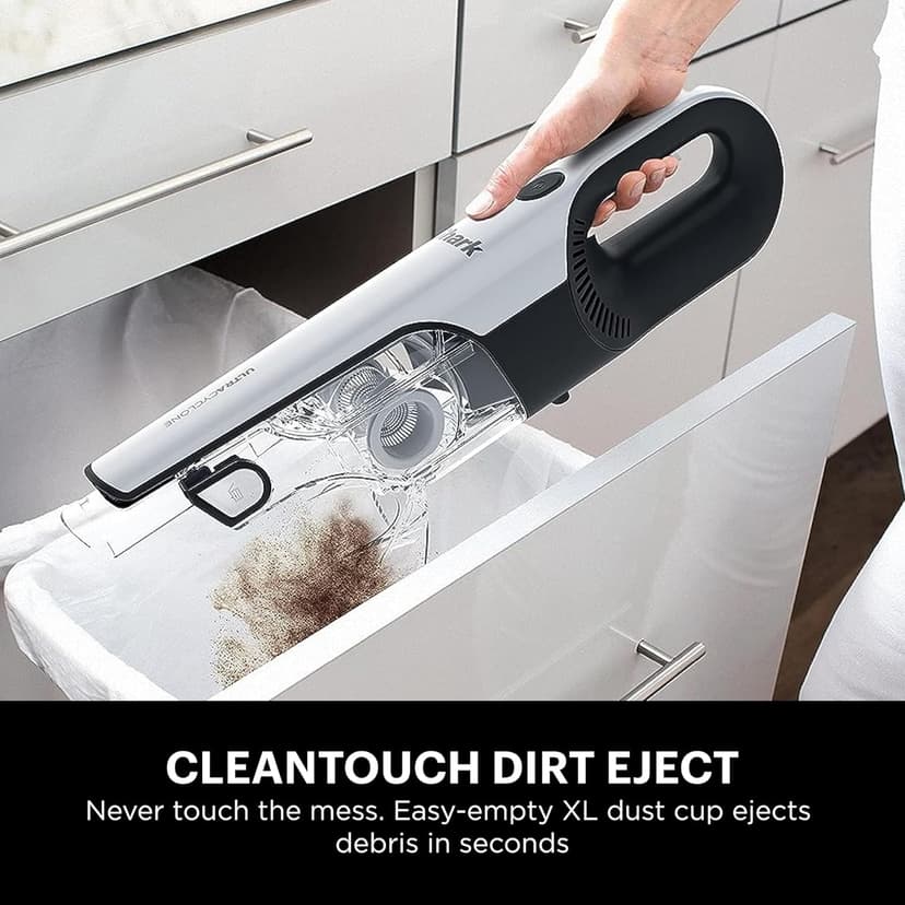 Shark CH963AMZ 2-in-1 Pet Pro Cordless Handheld Vacuum Ultracyclone System, Lightweight and Portable for Car and Home, Rechargeable, Washable Filter, XL Dust Cup, Crevice Tool & Scrubbing Brush, White