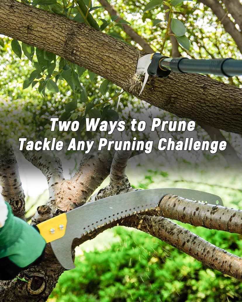 14.5FT Pole Saw with Adjustable Length for Tree Trimming, Lightweight Manual Pruning Saw with Mn Steel Blade, Long Extension Branch Cutter Pole Pruner for Yard, Garden, Patio & Forestry Use