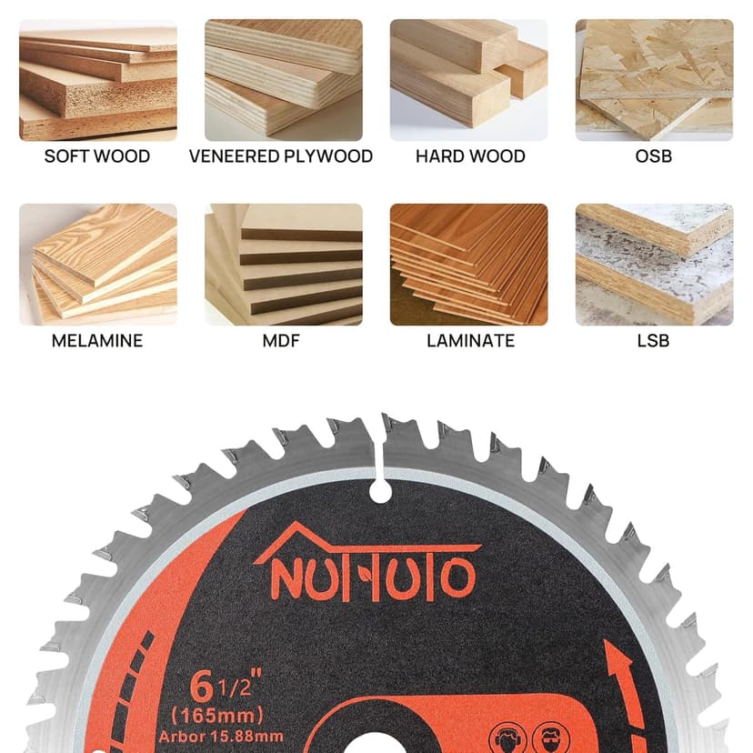 3 Pack 6-1/2" 24T Carbide Circular Saw Blade, for Cutting Wood, Plastic, PVC, Acrylic, Saw Blade with Arbor Size 5/8-inch,by NUTTUTO