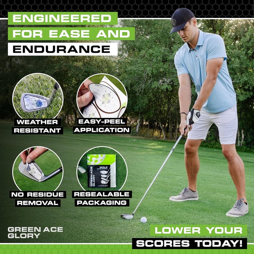 Golf Impact Tape - 384 or 160 Pack Impact Tape for Golf Clubs | Golf Tape for Clubs with Golf Impact Stickers and Golf Club Stickers for Drivers, Woods, Irons, Putters | No Residue, Easy Peel