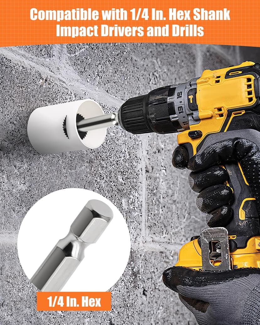 Inside Pipe Cutter for PVC Pipe with 5 Replacement Saw Blades, 1/4 Inch Hex Shank Impact Connect Inside PVC Pipe Cutter for Drill and Impact Driver, Internal Plastic Pipe Cutter Plumbing Tools