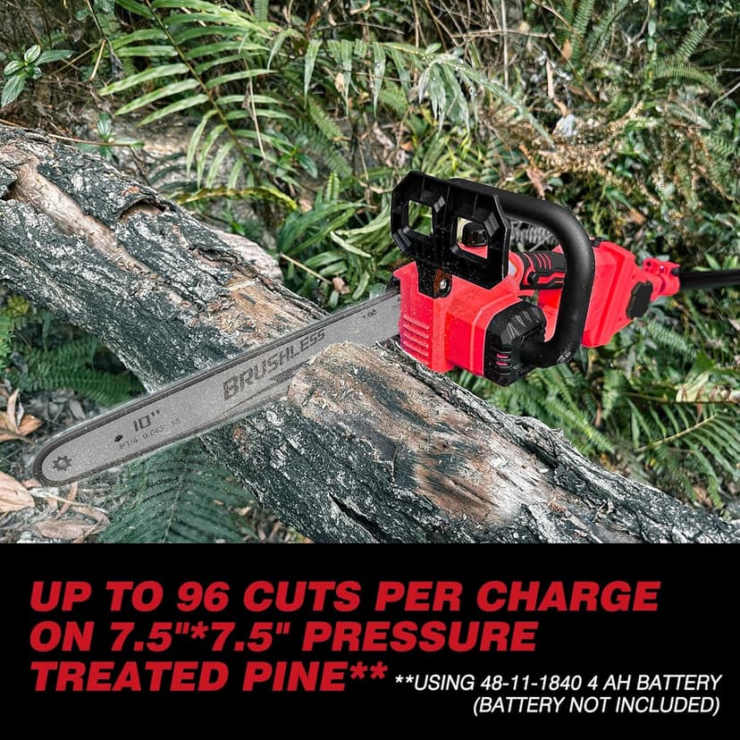 2-IN-1 Cordless 10-Inch Pole Saw And Chainsaw Compatible with Milwaukee M18 18V Battery, Total Reach of Max 15ft, Auto Oiling, Electric Pole Saw for Tree Trimming Pruning (Battery NOT Included)