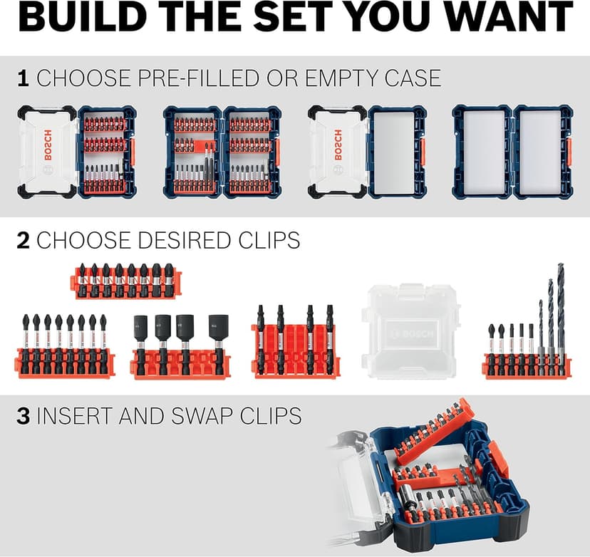 BOSCH CCSPHV208 8-Piece Assorted Set 2 In. Impact Tough Phillips Power Bits with Clip for Custom Case System