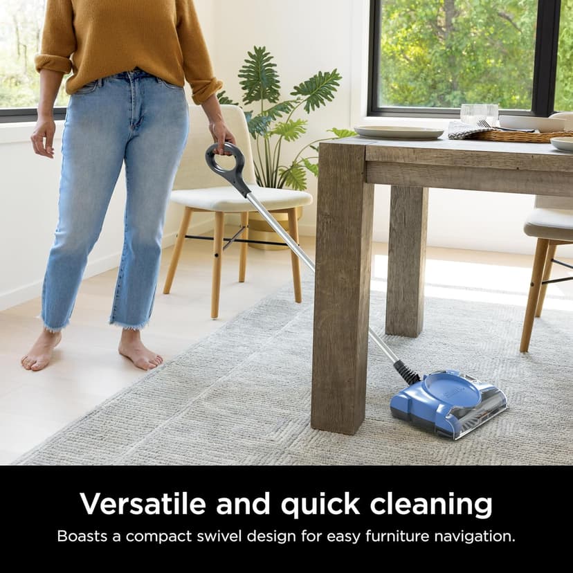 Shark Rechargeable Floor Sweeper, Motorized Brushroll, Compact Swivel Design, Easy-Empty Dust Cup, 10" Cleaning Path, Powerful Debris, Dust & Pet Hair Pickup, for All Floor Types, Blue, V2700Z