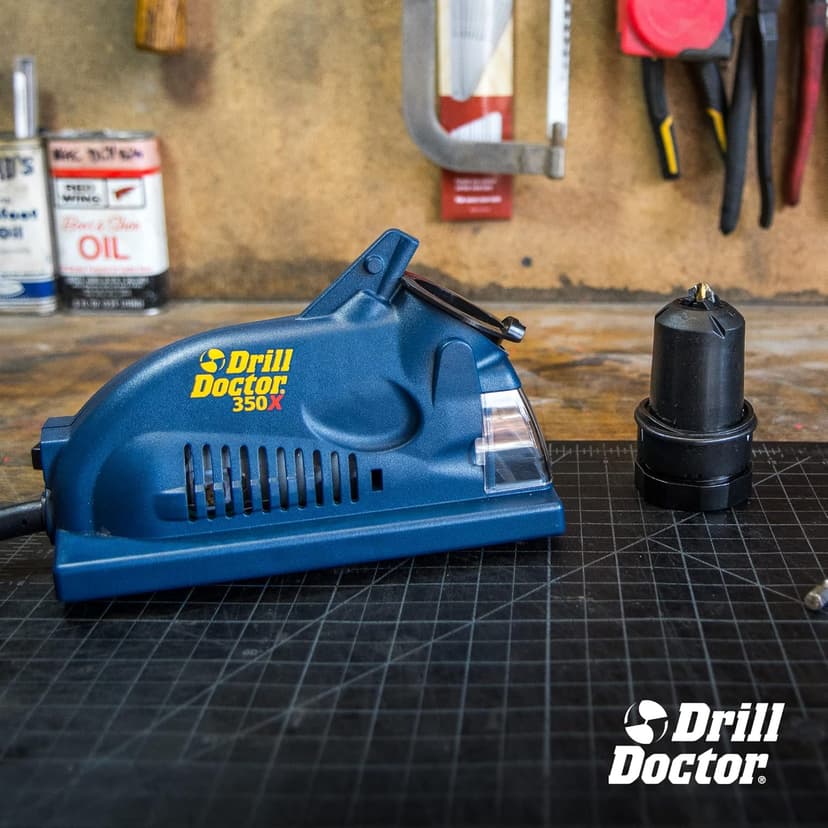 Drill Doctor DD350X Drill Bit Sharpener - 3/32" to 1/2" - Electric Sharpener - High Speed & Portable - for Steel, Masonry, Carbide & Tin-Coated Bits