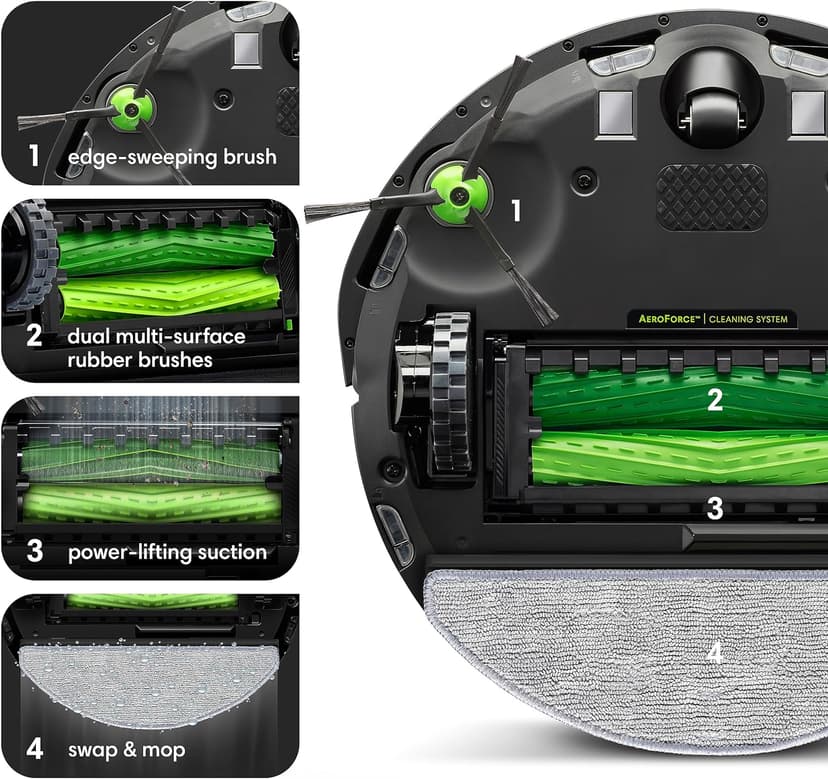 iRobot Roomba Combo i5+ Self-Emptying Robot Vacuum and Mop, Clean by Room with Smart Mapping, Empties Itself for Up to 60 Days, Works with Alexa, Personalized Cleaning OS