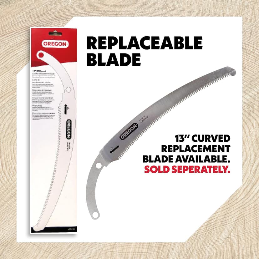 Oregon (600136) Curved Premium Japanese High-Carbon Steel Hand Saw, Rust Proof Forestry/Pruning/Cutting Tool, Curved Blade with Scabbard Safety Sheath,Red,13"