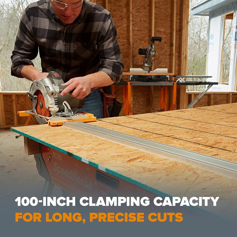 BORA 100" NGX Clamp Edge, Straight Cut Guide for Circular Saws, Aluminum, Includes 50-Inch Clamp Edge & 50-Inch Extension for 100-Inch Cutting Length, 544100