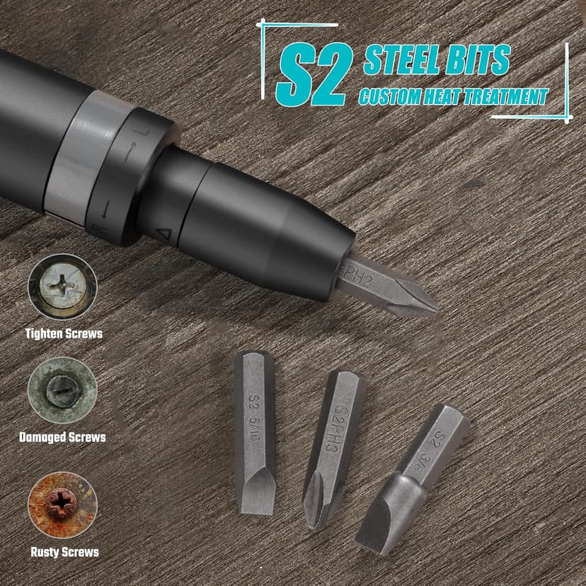 DURATECH 3/8 Inch Drive Manual Impact Driver, Reversible Hand Screwdriver Set, with S2 Steel Bits, 5-Piece, for Tighten/Rusted Fasteners, Organized in Storage Case