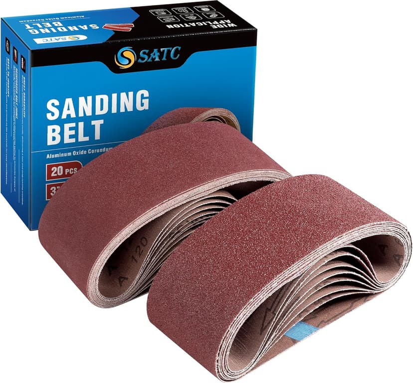 S SATC 3x18 Sanding Belts 20PCS Belt Sander Paper Aluminum Oxide (3 Each of 60/80/120/150/240/400 Grits & 2 of 40 Grits) Ideal for Wood Metal Paint Sanding