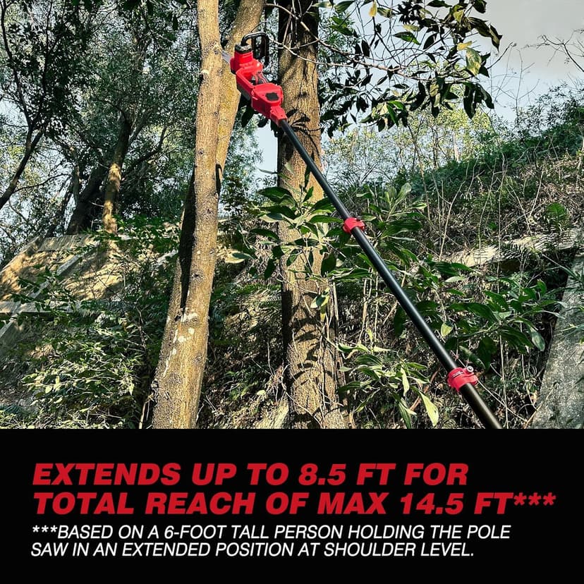 2-IN-1 Cordless 10-Inch Pole Saw And Chainsaw Compatible with Milwaukee M18 18V Battery, Total Reach of Max 15ft, Auto Oiling, Electric Pole Saw for Tree Trimming Pruning (Battery NOT Included)