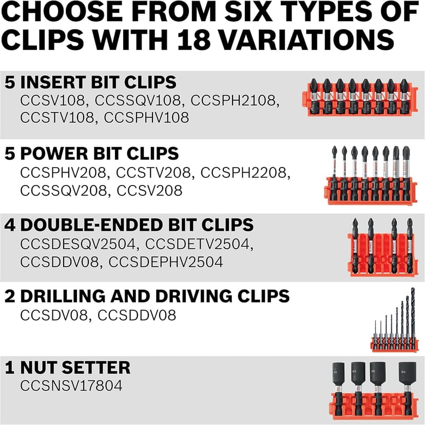 BOSCH CCSPHV208 8-Piece Assorted Set 2 In. Impact Tough Phillips Power Bits with Clip for Custom Case System
