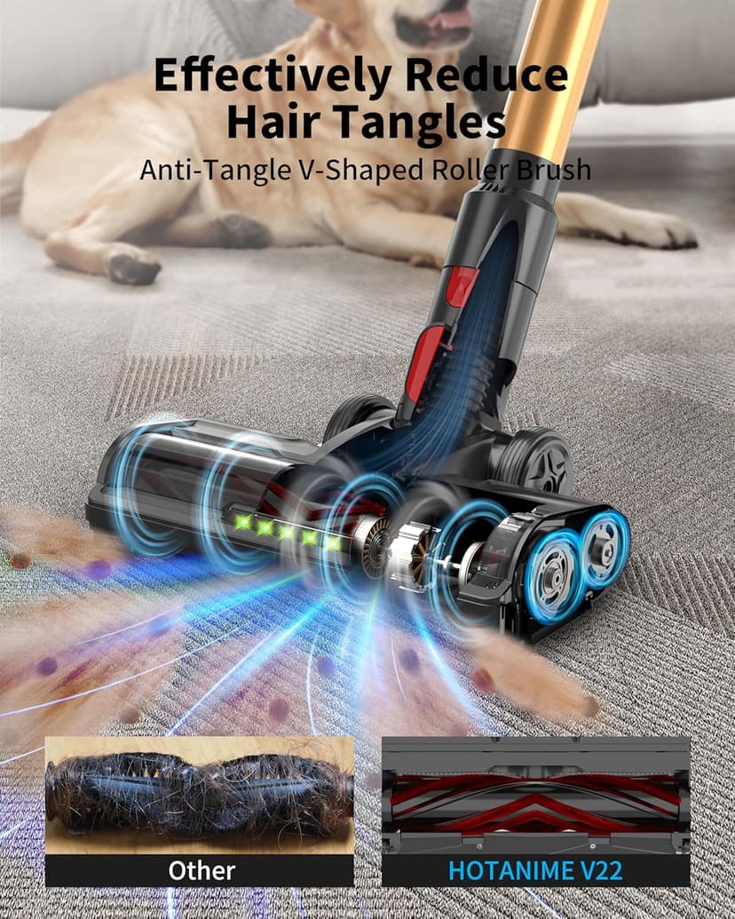 Cordless Vacuum Cleaner, Upgraded 550W 50KPA 60Mins, Vacuum Cleaners for Home, Self-Standing Cordless Vacuum with Brushless Motor, Green Dust Revealing Lamp for Sofa/Pet Hair/Hard Floors/Carpet