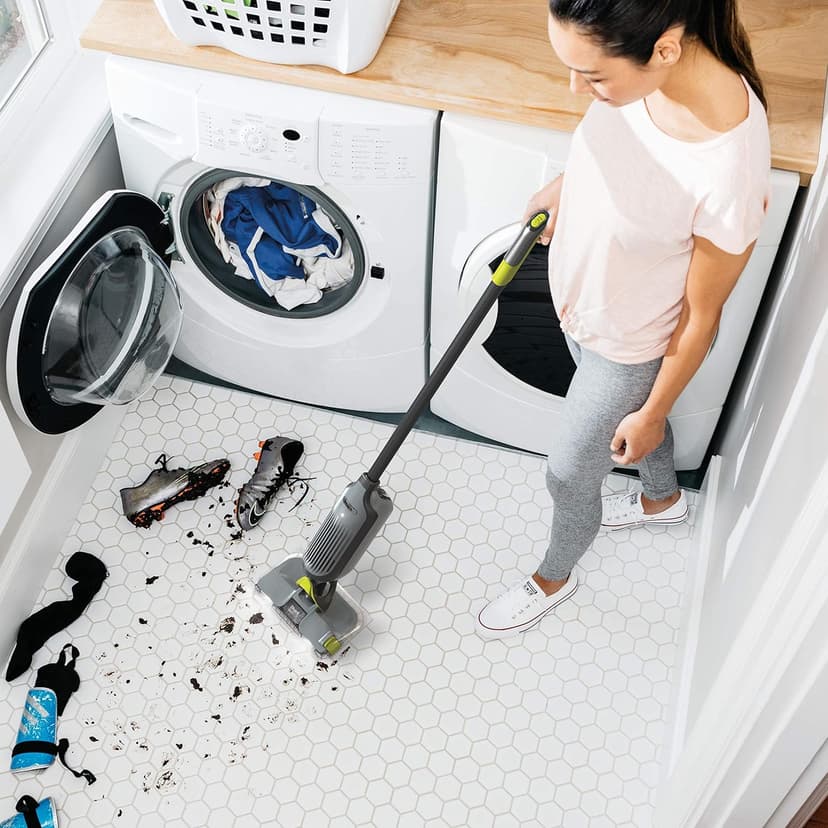 Shark VACMOP Pro Cordless Hard Floor Cleaner, Vacuum and Spray Mop, Powerful Suction, Lightweight, LED Headlights, Includes 4 Disposable Pads, 12oz Multi-surface Cleaning Solution, Gray, VM252