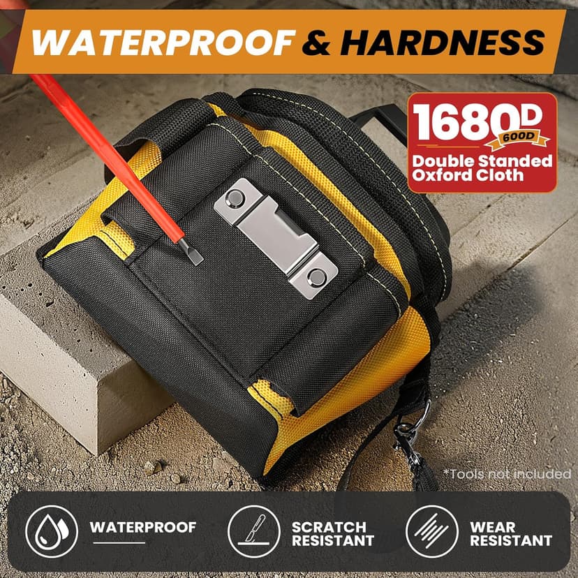 Tool Pouches, Tool Belt Pouch, Electrician Tool Pouch, Quickly Attach & Release Tool Belt Pouch with Clip, Tool Bag Multi-Pocket, Heavy Duty Tool Pouches for Carpenters & Home Improvement