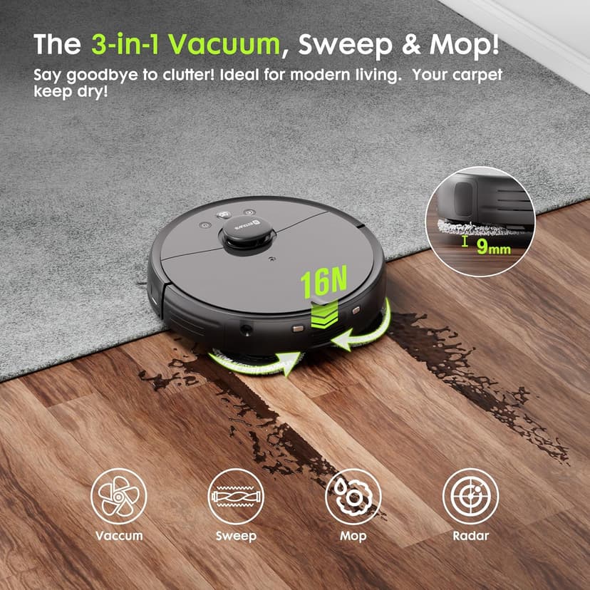 Robot Vacuum and Mop, V5 Self-Emptying 8500Pa Suction, Pet Hair Tangle Cutter™, 75-Day Capacity, Cat Laser, All-in-One Station, Robotic Vacuum Cleaner for Pet Hair, Hard Floors, Tile, Carpet