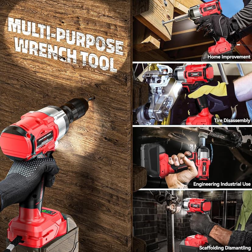 Cordless Impact Wrench Compatible with Milwaukee 18v Battery: 250Ft-lbs(340N.m) 3/8" Brushless Electric Impact Gun, 2400RPM High Torque Impact Driver, Power Impact Wrench, Bare Tool