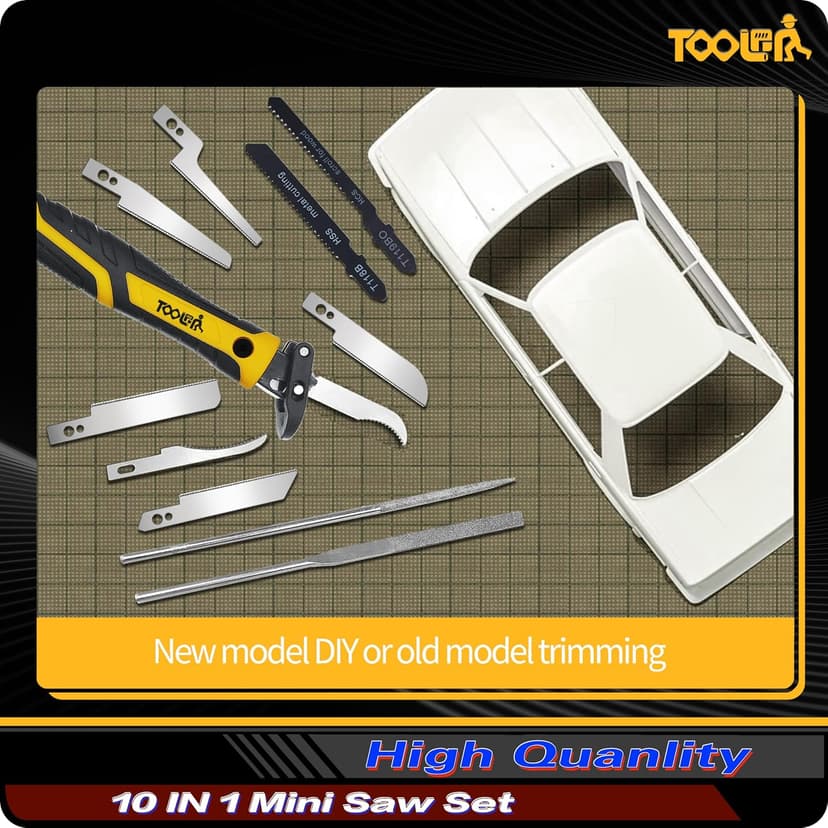 10-In-1 Model Craft Hand Saw & File Set. DIY Mini Razor Saw&File Kit for Handcrafted, Modeling, Plastic, and Other Fine Cutting, Reliable Blade Quick Change Mechanism