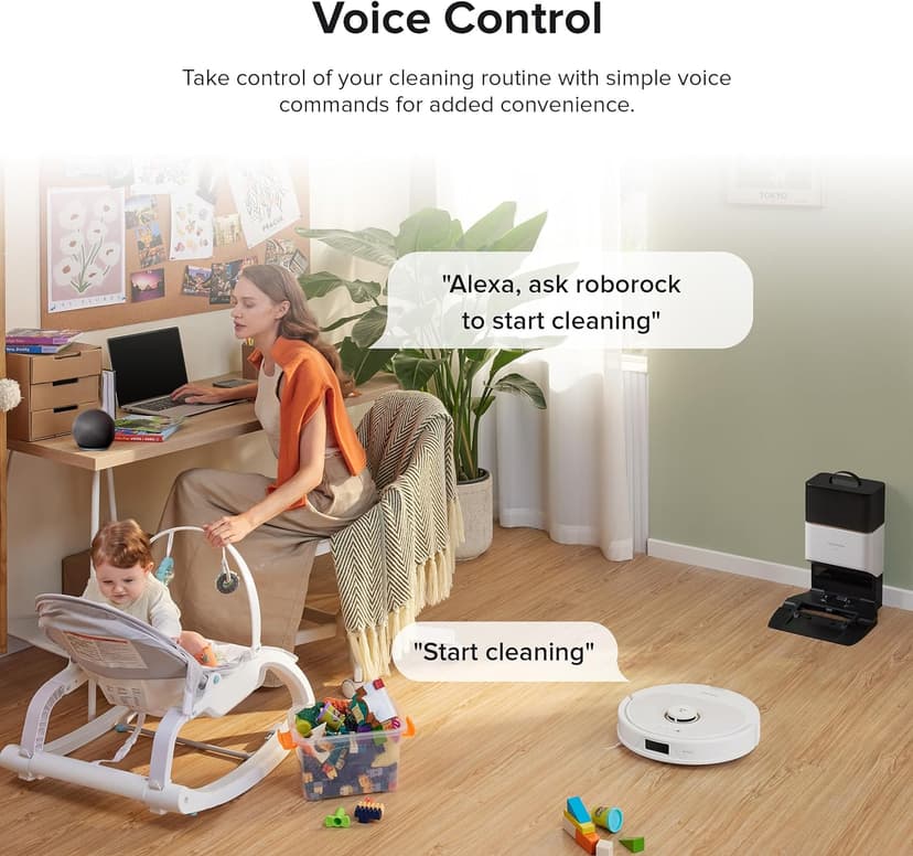 roborock Q8 Max+ Robot Vacuum and Mop, Self-Emptying, Hands-Free Cleaning for up to 7 Weeks, Reactive Tech Obstacle Avoidance, 5500 Pa Suction, DuoRoller Brush, APP-Controlled Mopping, White