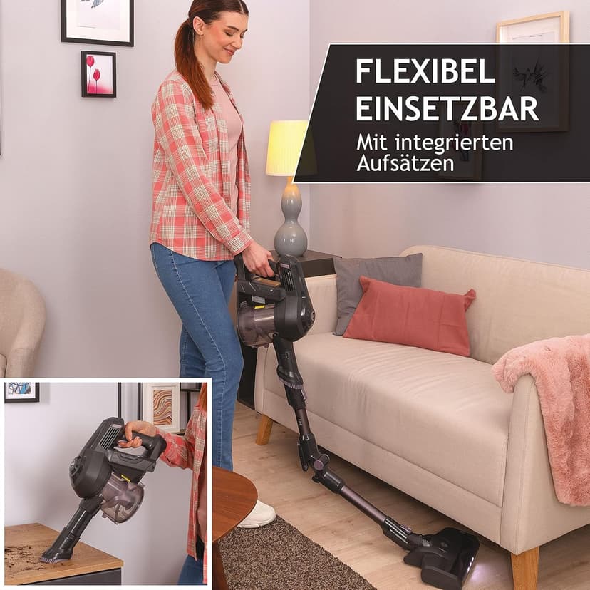 Hoover cordless vacuum cleaner without bag + kinkled - up to 120 m² with 1 battery charge I vacuum cleaner wireless with XL dust container and parking function I battery vacuum cleaner with joint