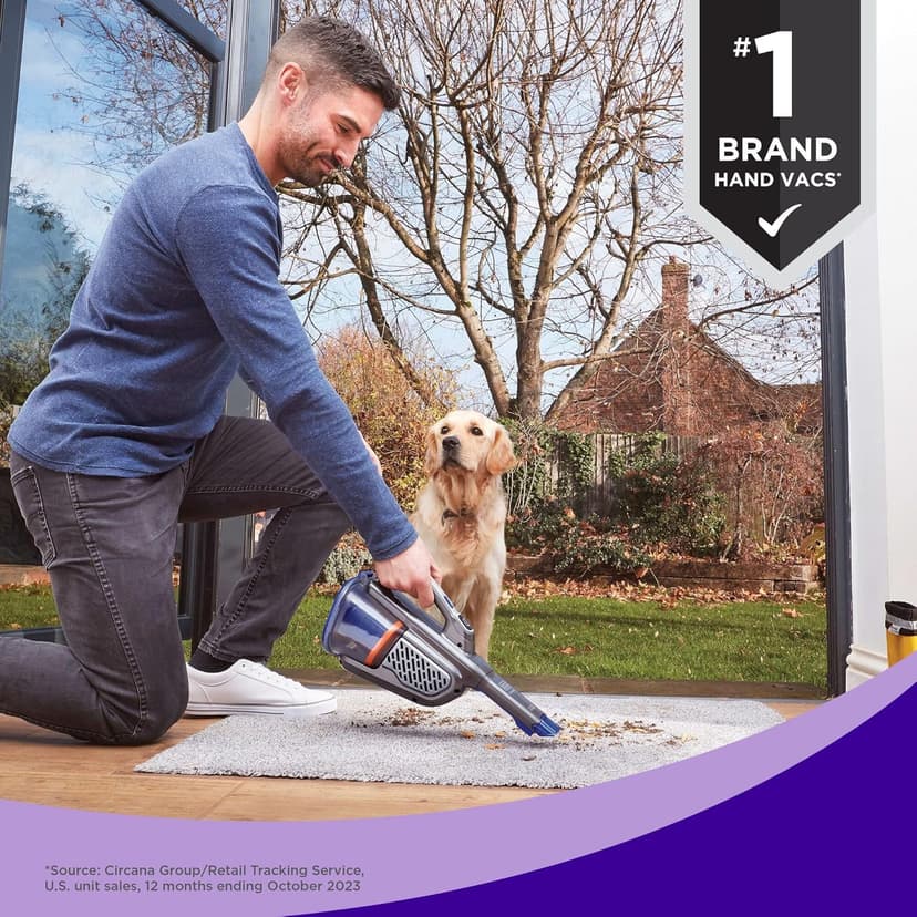 BLACK+DECKER dustbuster furbuster AdvancedClean+ Cordless Pet Handheld Vacuum, Home, Pet and Car Vacuum (HHVK515JP07)