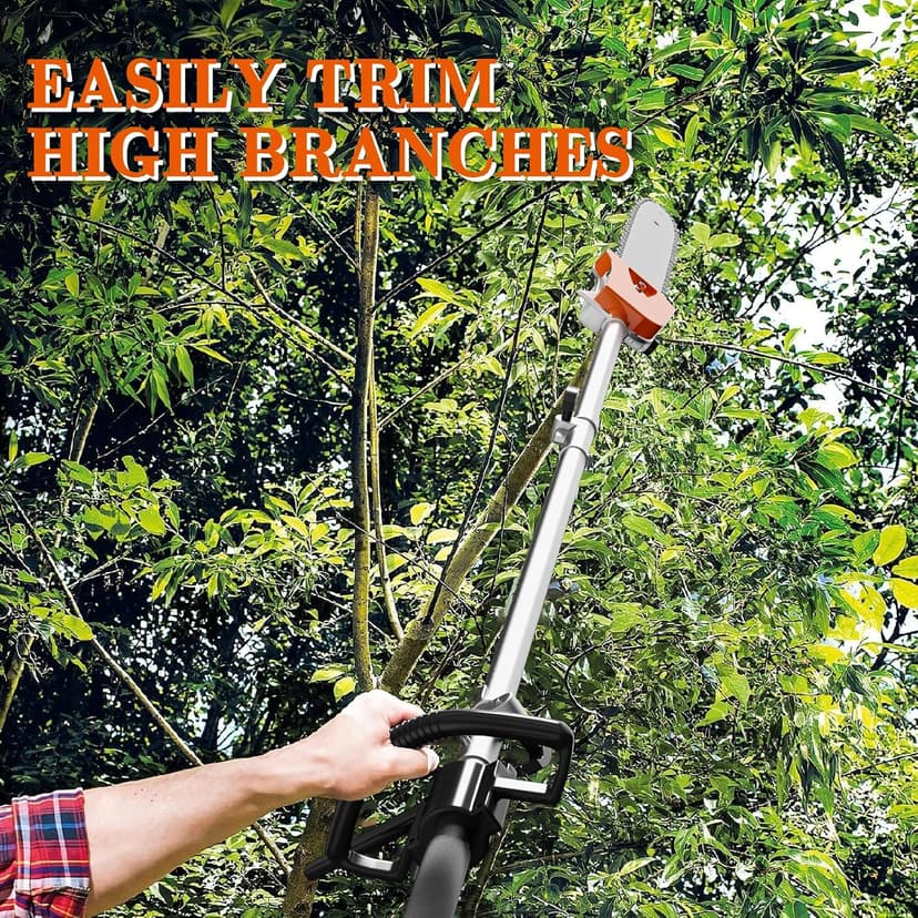 48CC Gas Powered Pole Saws,2-Stroke Gas Pole Saws for Tree Trimming with11.5in Cutting Bar,16 FT Extendable Pole Chainsaw Tree Trimmer