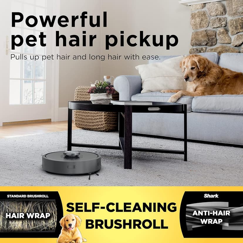 Shark RV2310AE Matrix Self-Emptying Robot Vacuum with Bagless, Self-Cleaning Brushroll for Pet Hair, Carpets & Hard Floors, Precision Home Mapping, Wi-Fi, Black (Renewed)