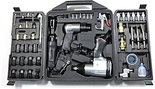 50 Pieces Air Tool Kit. 1-1/2'' Impact Wrench, 1-3/8'' Ratchet Wrench, 5-Air Hammer w/Chisels, and other great tool accessories. D-W3-50K