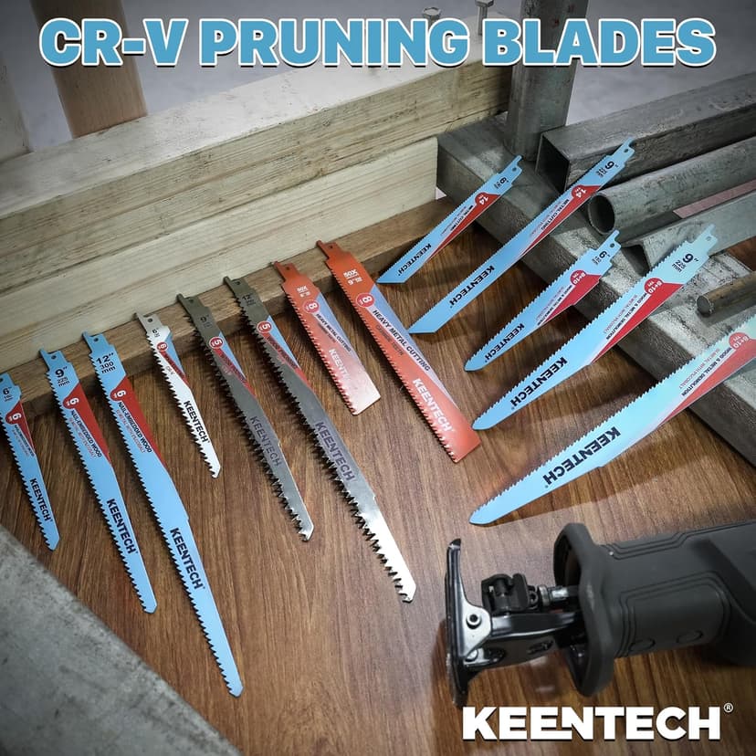KEENTECH 6 Inch Cr-V Reciprocating Saw Blade 5-Pack for Cutting Wood, Engineered Wood, PVC Piping, Drywall, 6 TPI Fleam Ground Teeth, Compatible with Milwaukee Sawzall and Other Reciprocating Saws