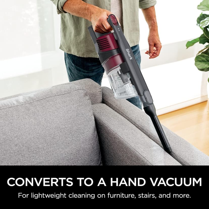 Shark IZ163H Pet Plus Cordless Stick Vacuum with Self-Cleaning Brushroll and HEPA Filter, Lightweight Deep Cleaning Vacuum for Carpet and Hard Floors, Folds for Easy Storage, 40-min Runtime, Raspberry