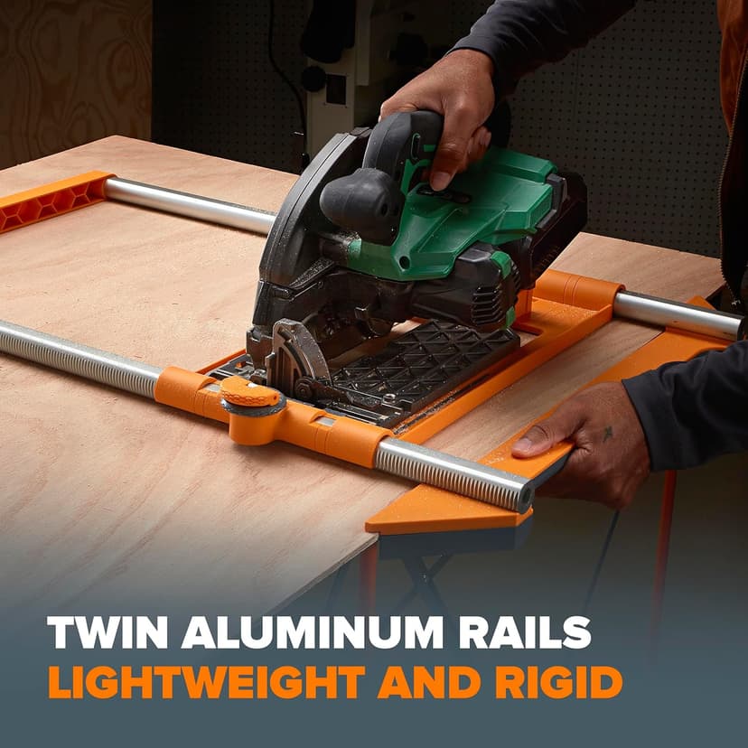 BORA NGX Twin Rail Rip Cut Circular Saw Guide Rail System with Crosscut sled Makes Consistent Straight Repeatable Rip Cuts up to a Half-sheet of Plywood Using a Rip Guide for Circular Saw - 546250