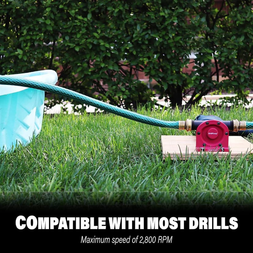Milescraft 1314 DrillPump750 - Self Priming Water Pump Attachment for Drills - Water Transfer Pump - Uses Common Garden Hose - 750 Gallons per Hour