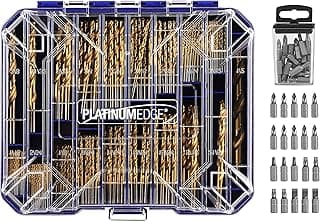 276pc Titanium Twist Drill Bit Set with S2 Bits 135° Tip High Speed Steel, Size from 1/16" up to 1/2", Ideal in Wood Cast Iron Aluminum Alloy Plastic Fiberglass, Clear Lid Case