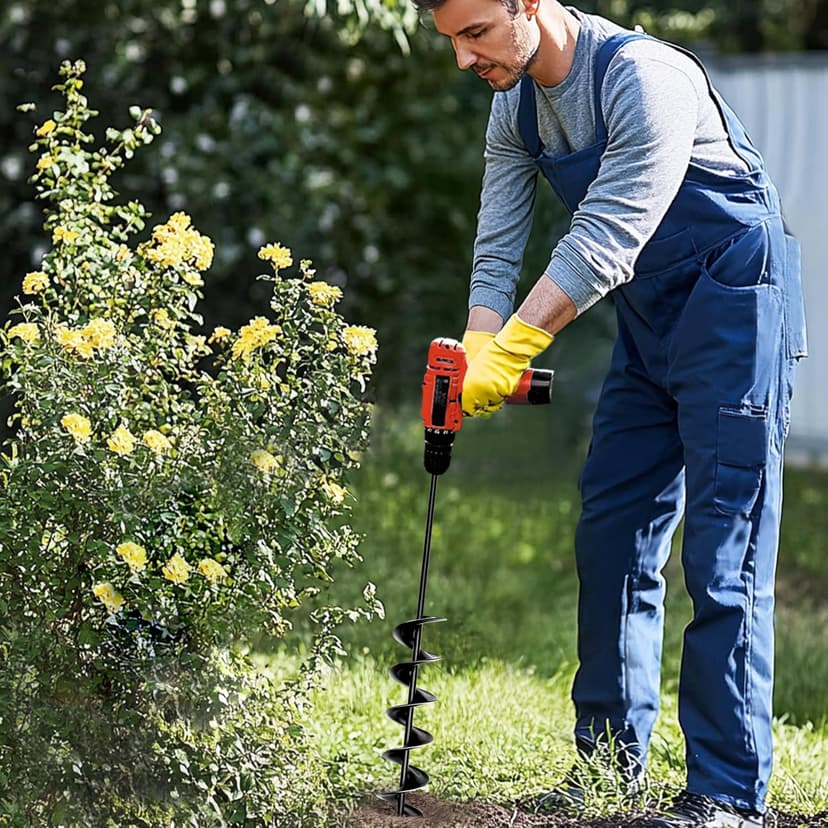 2”x32“ Auger Drill Bit for Planting, Heavy-Duty Planting Auger for Bulbs, Post Hole Digger for 3/8”Hex Drive Drill