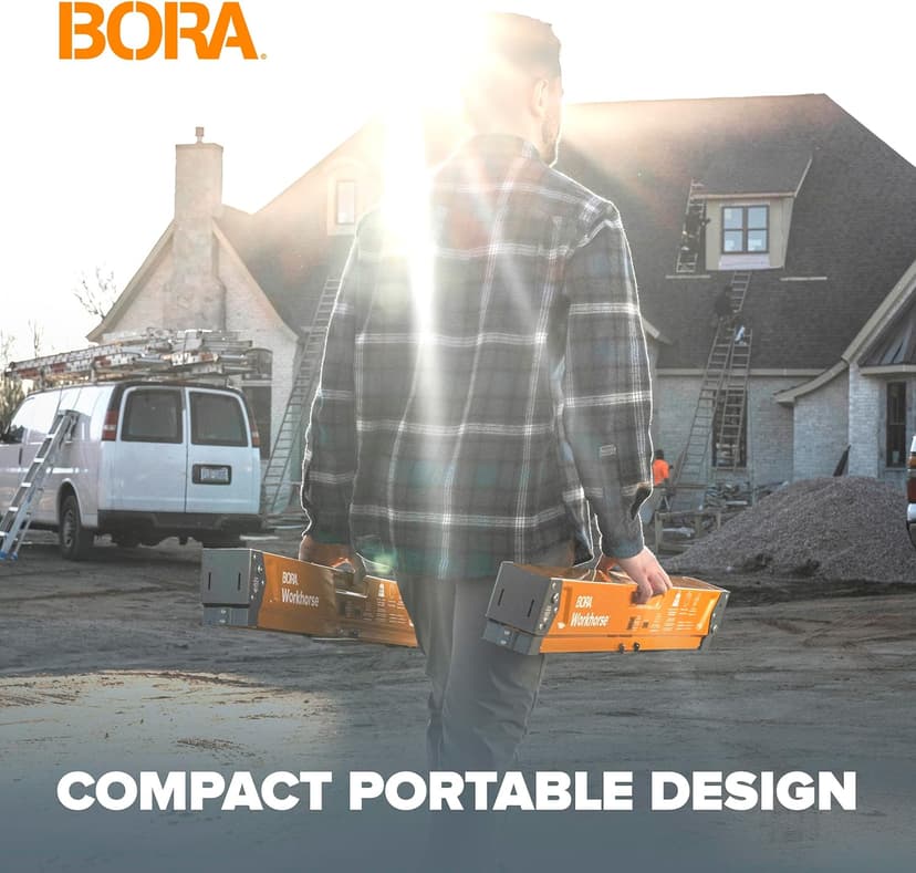 BORA Workhorse Saw horses 2 pack Folding Heavy Duty Legs, Metal Saw horse with 2x4 Bracket Built in Bottle Opener Professional Saw Horse for Woodworking Carpenters Contractors PM-3350T