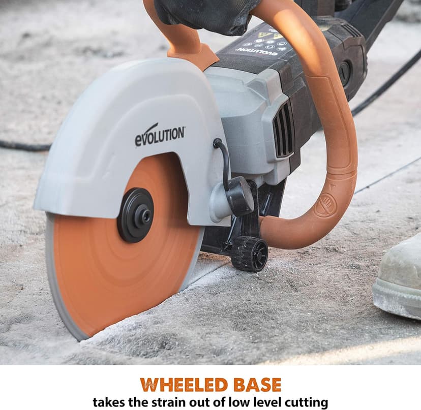 Evolution R255DCT - 10 In Concrete Saw (Aka Circular, Angle Grinder, Chop Saw, Cut Off, Demo, Disc Cutter, Power Cutter) - 15A Motor, No Gas - 4-1/16 In Cut - Incl Premium Diamond Blade