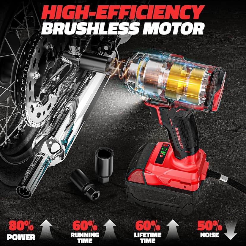 Cordless Impact Wrench Compatible with Milwaukee 18v Battery: 250Ft-lbs(340N.m) 3/8" Brushless Electric Impact Gun, 2400RPM High Torque Impact Driver, Power Impact Wrench, Bare Tool