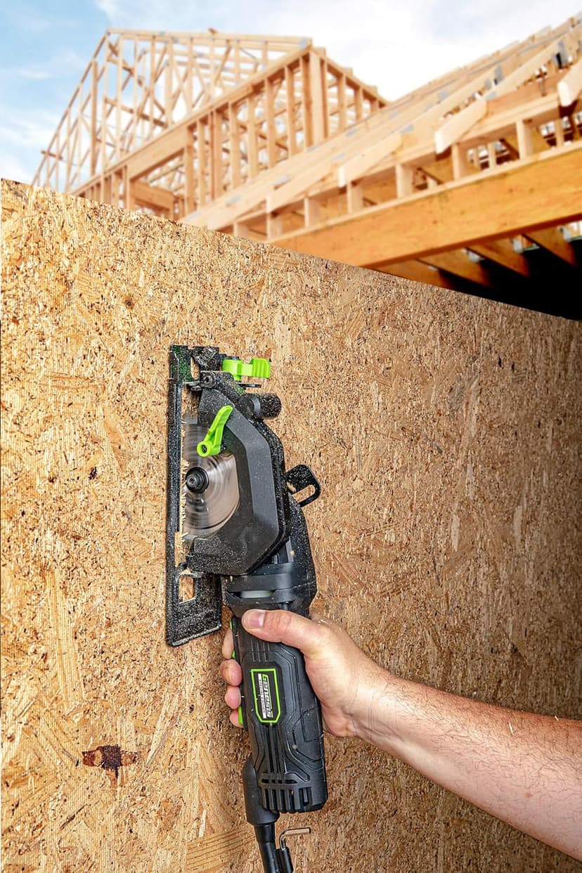 Genesis Mini Circular Saw 4.0 Amp 4-1/2" with 24T Carbide-Tipped Blade, Rip Guide, Vacuum Adapter, and Blade Wrench (GCS445SE)