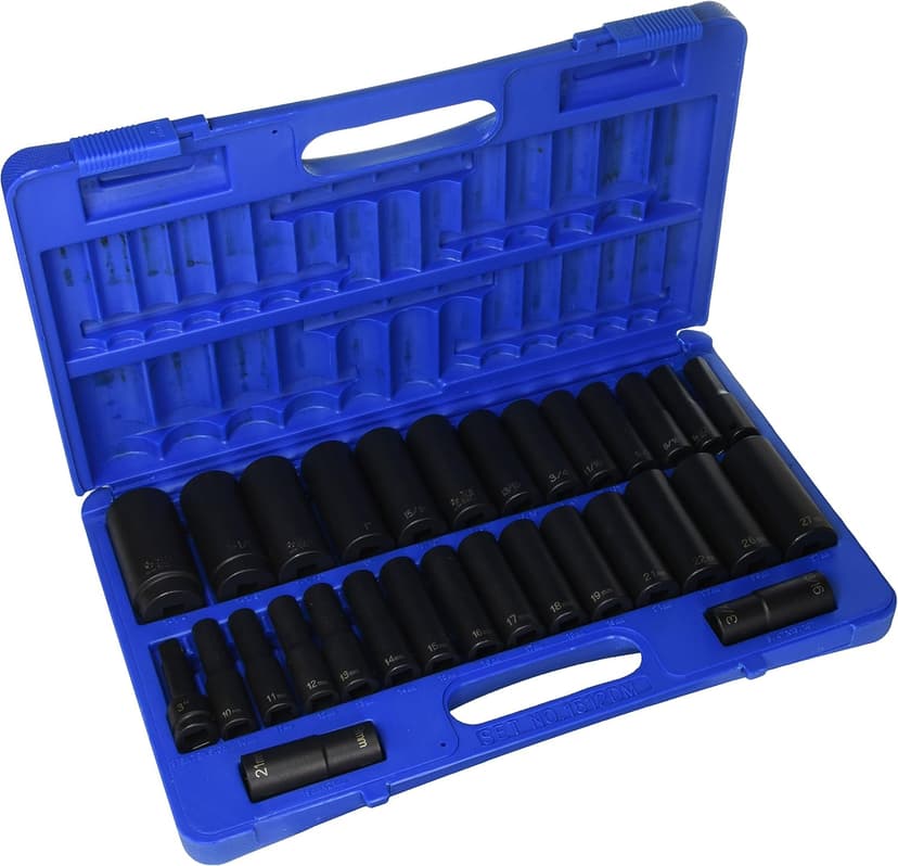 Grey Pneumatic (1512DM) 1/2" Drive 30-Piece SAE and Metric Deep Socket Set