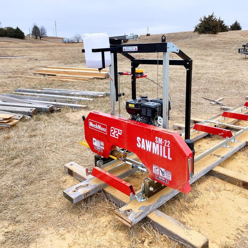 22" inch Portable Sawmill, 270cc 9HP Gasoline Engine, 20" Board Width, 13' Track Length, Model SM-22
