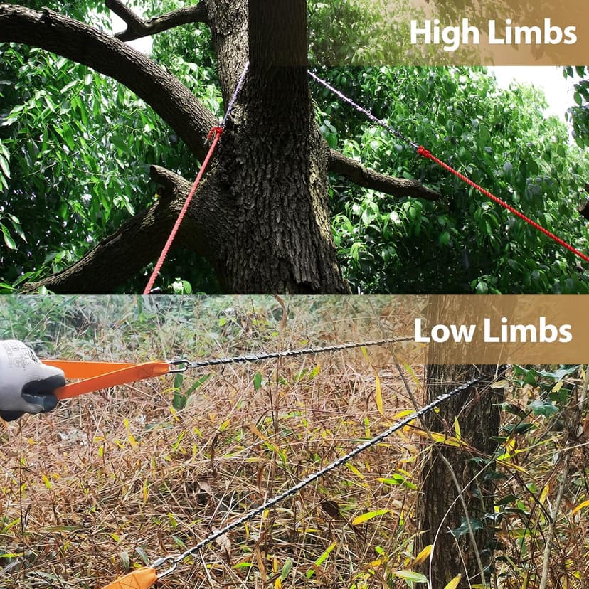 Rope Saw for Tree Limbs, 55 Inch Chain Saw with 70 Sharp Teeth & 46 Feet Ropes Kit, High Limb Pocket Chainsaw