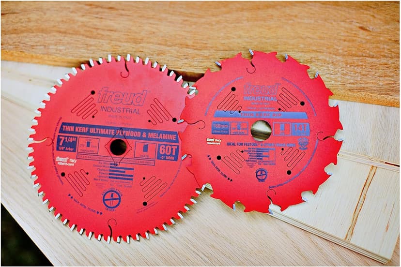 Freud Thin Kerf Ultimate Plywood & Melamine Saw Blade with Premium Tico Hi-Density Carbide Crosscutting Blend - 7-1/4" Diameter, 60 Teeth, Hi-ATB Grind - LU79R007