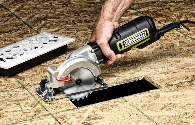 Rockwell 4-1/2” Compact Circular Saw, 5 amps, 3500 rpm, with Dust Port and Starter Kit– RK3441K , Black