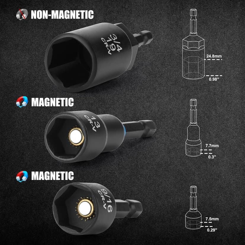 Mayouko 55PCS Magnetic Nut Driver Set, Impact Driver Bit Set, Deep Nut Driver Set,Impact Socket Adapters, Wing Nut Driver, Bit Extension, 6" Bit Holder, Screwdriver Bits