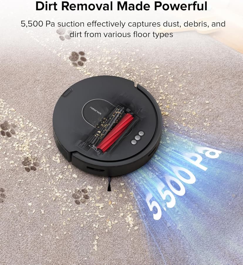 roborock Q5 Max+ Robot Vacuum with Self-Empty Dock, Upgraded from Q5+, 5500 Pa Suction, DuoRoller Brush, Hands-Free Cleaning for up to 7 Weeks, PreciSense LiDAR Navigation, App & Voice Control