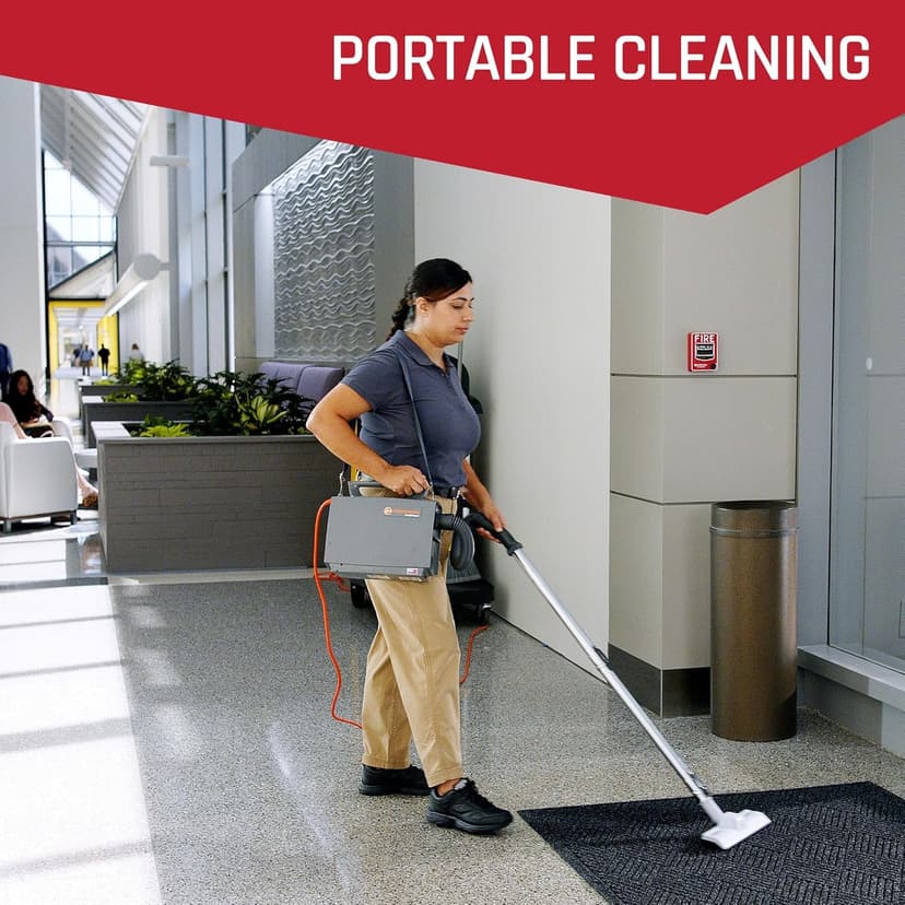 Hoover Commercial PORTAPOWER Lightweight Canister Vacuum Cleaner with Attachments, Portable Carriable Handheld Small Professional Grade Bagged, 8 Pounds, CH30000, Black