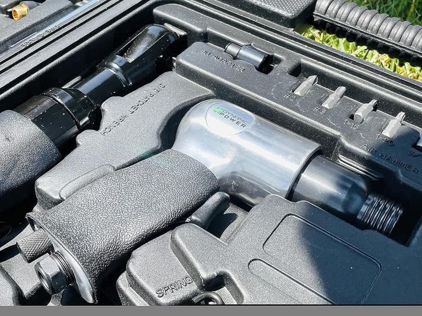 50 Pieces Air Tool Kit. 1-1/2'' Impact Wrench, 1-3/8'' Ratchet Wrench, 5-Air Hammer w/Chisels, and other great tool accessories. D-W3-50K