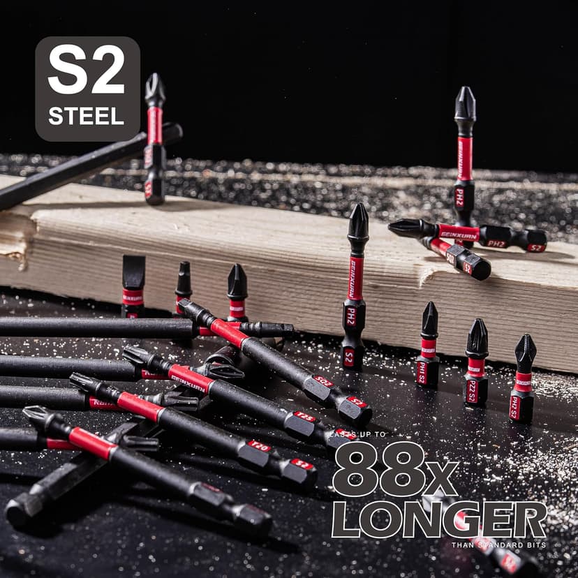 Impact Tough Magnetic Mixed 46Pack Insert Driver Bits, S2 Alloy Steel Screwdriver Power Bits Set with 1Pcs Impact Magnetic Bit Holder and Mini Wrench