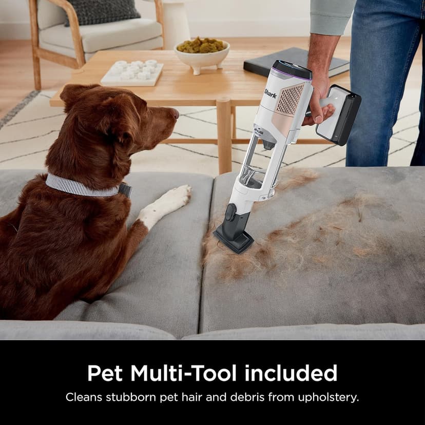 Shark Detect Clean & Empty Auto-Empty System - Lightweight Cordless Vacuum Cleaner with HEPA Filter, Portable Handheld Attachment, Crevice Tool, Ideal Stick Vacuum for Pet Hair, White, IW3511